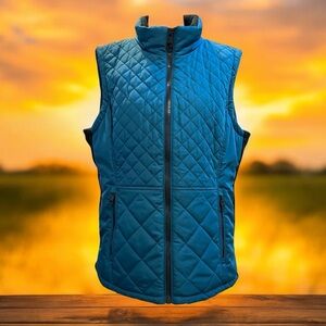 ANDREW MARC teal quilted vest, size L